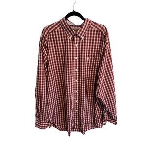 ARIAT Wrinkle Free Mens Button Down Plaid Shirt Red Western Contrast Cuff XXL
